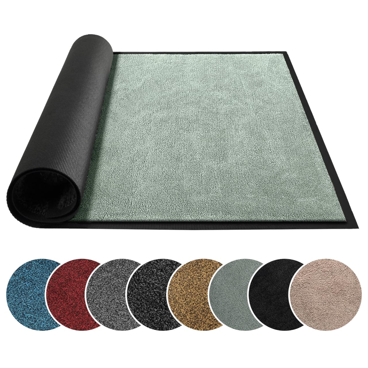 Photo 1 of Mibao Dirt Trapper Door Mat for Indoor Outdoor, Waterproof All-Season, All-Weather Doormat, Heavy Duty Non-Slip Entrance Rug, Low Profile Absorbent Entrance Mat Carpet, 48" x 36", Green