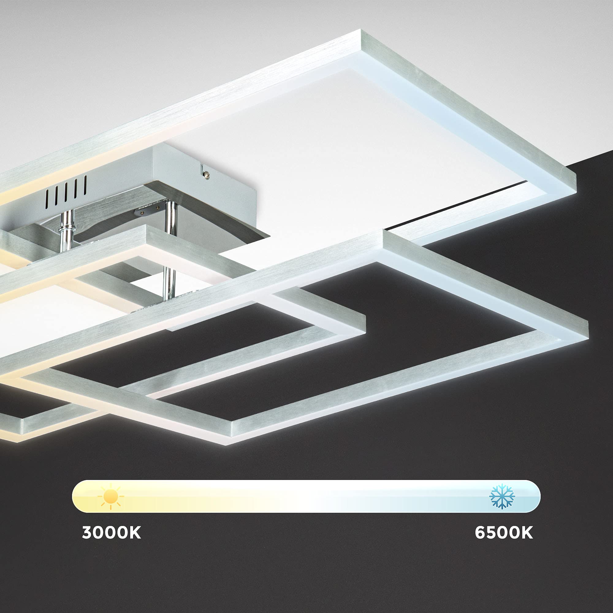 B.K.Licht Lámpara de techo LED WiFi inteligente I App y mando a distancia I regulable I CCT I RGB I control por voz I compatible con iOS y Android