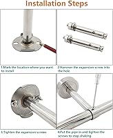 Vista 6 de 2 Pack Soporte de Montaje en Techo, Soporte de Tubo de Armario de Acero Inoxidable, ULIFESTAR Soporte para Barra de Cortina de Ducha, Soporte