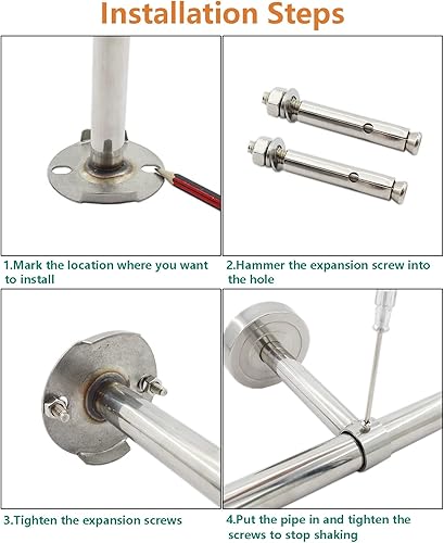 Miniatura 6 de ULIFESTAR - Paquete de 2 soportes de montaje en techo, soporte de tubo de acero inoxidable para armario, soporte de tubería de techo, cortina de