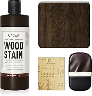 DWIL Water Based Wood Stain - Multiple Finishes, Fast Drying, Indoor and Outdoor Furniture, Wood Paneling, Cabinets and More, Low Odor ＆ Non-Toxic (8.5oz Black Walnut)-with Tools