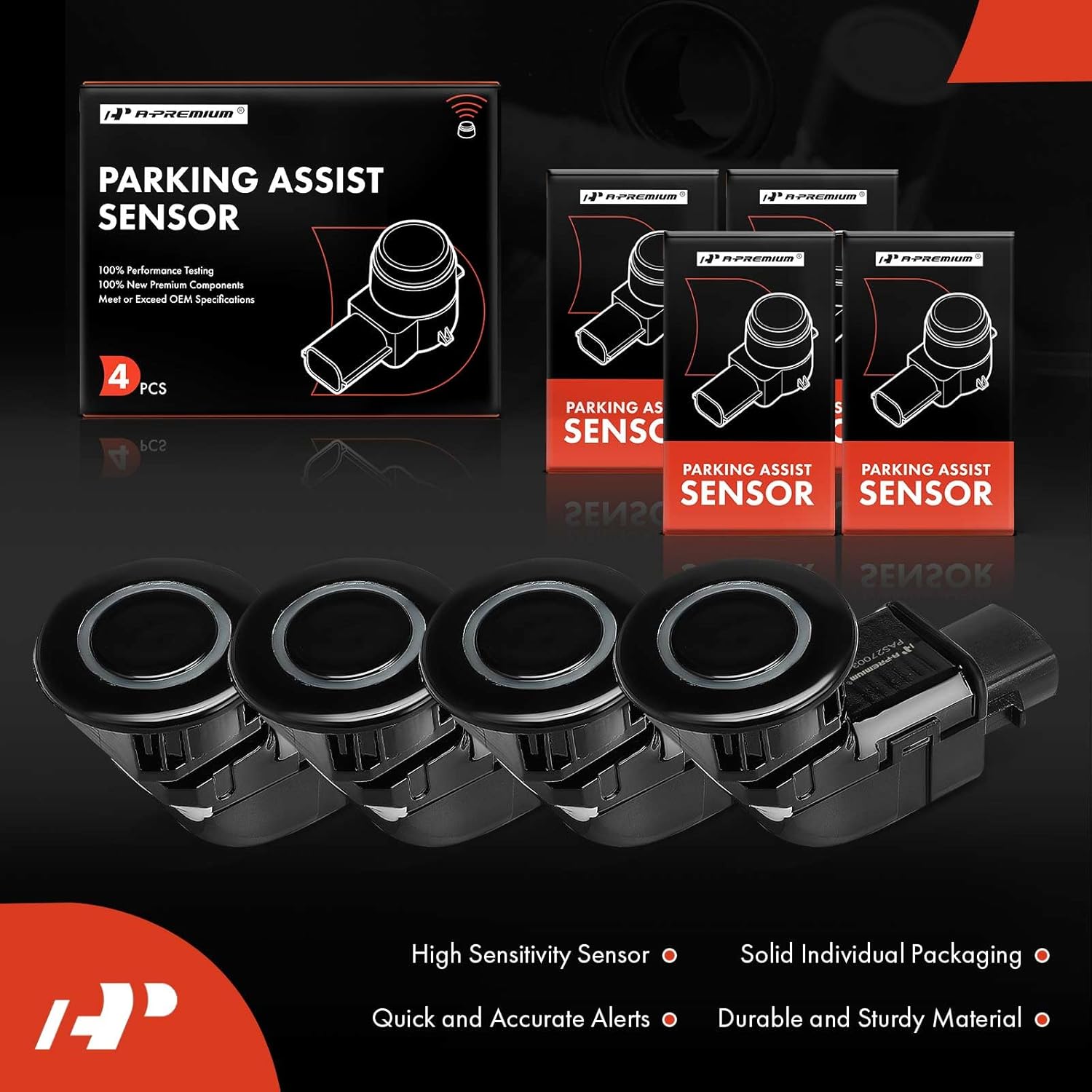 A-Premium 4-PC Reverse Backup Parking Assist Sensor Compatible with Select Toyota & Lexus Models - Sienna 2007-2010, LS430 2001-2006, Replace# 8934112041C0