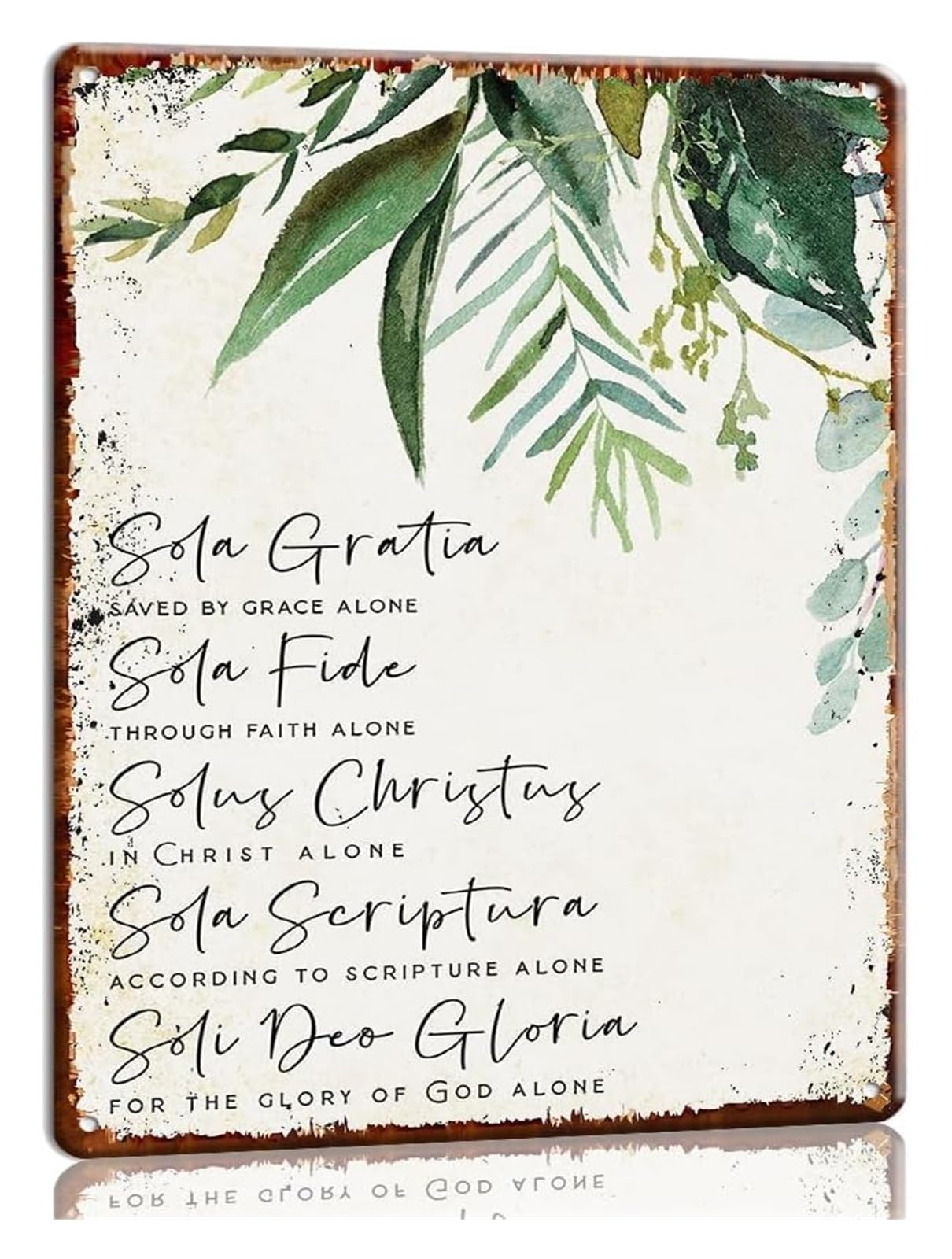 BYLSAGWHT The Five Solas Reformed Theology Metal Tin Sign 12x8 Inch
