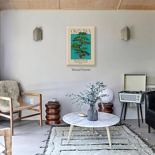 Miniatura 6 de Lienzo enmarcado para pared, impresiones japonesas de Okinawa, arte retro japonés de árbol bonsái, decoración moderna de Ukiyo-e para decoración del