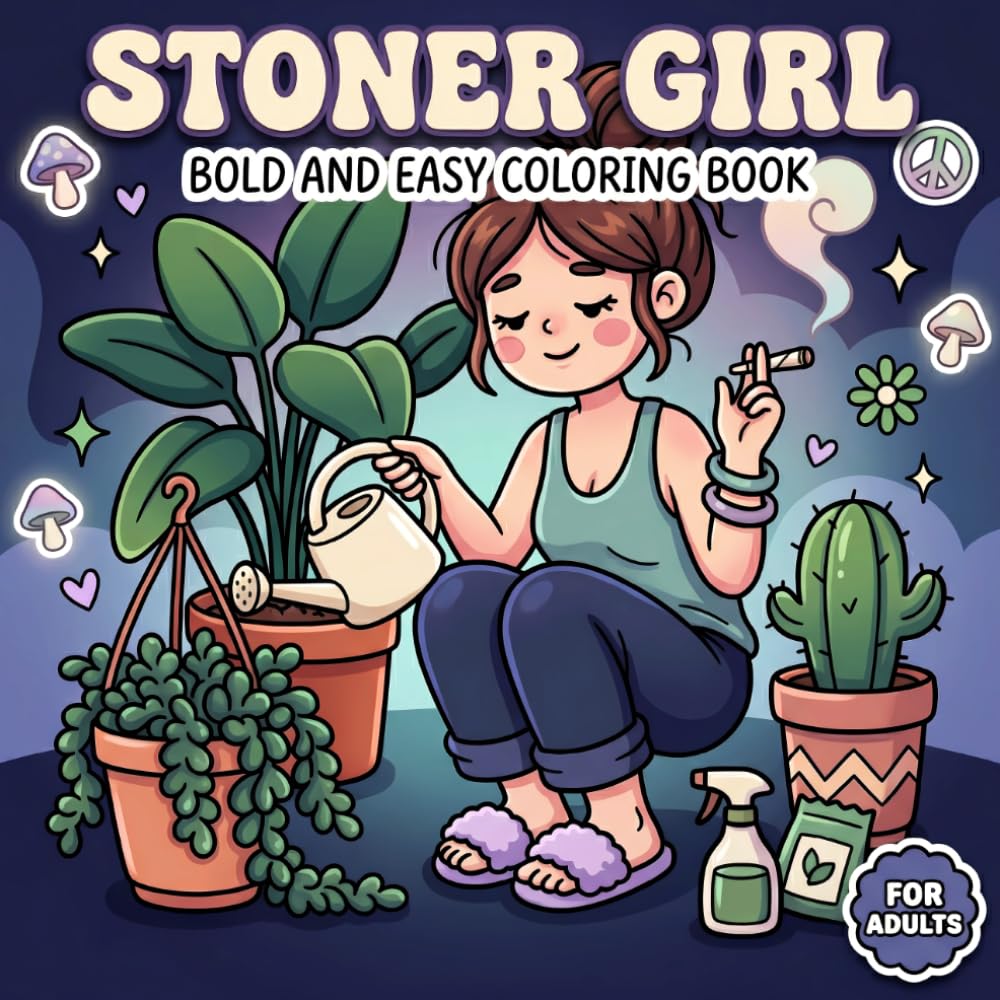 Stoner Girl Coloring Book: Over 60 Bold And Easy Designs For Adults Who Love Cute Art, Dreamy Escapes, And Chill Energy