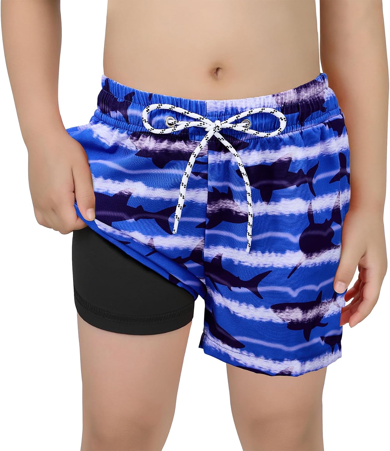 CULACCINO Boys Swim Trunks Boxer Brief Liner Anti Chafe Toddler Swim Shorts Boy Bathing Suit with Compression Liner 2-16T