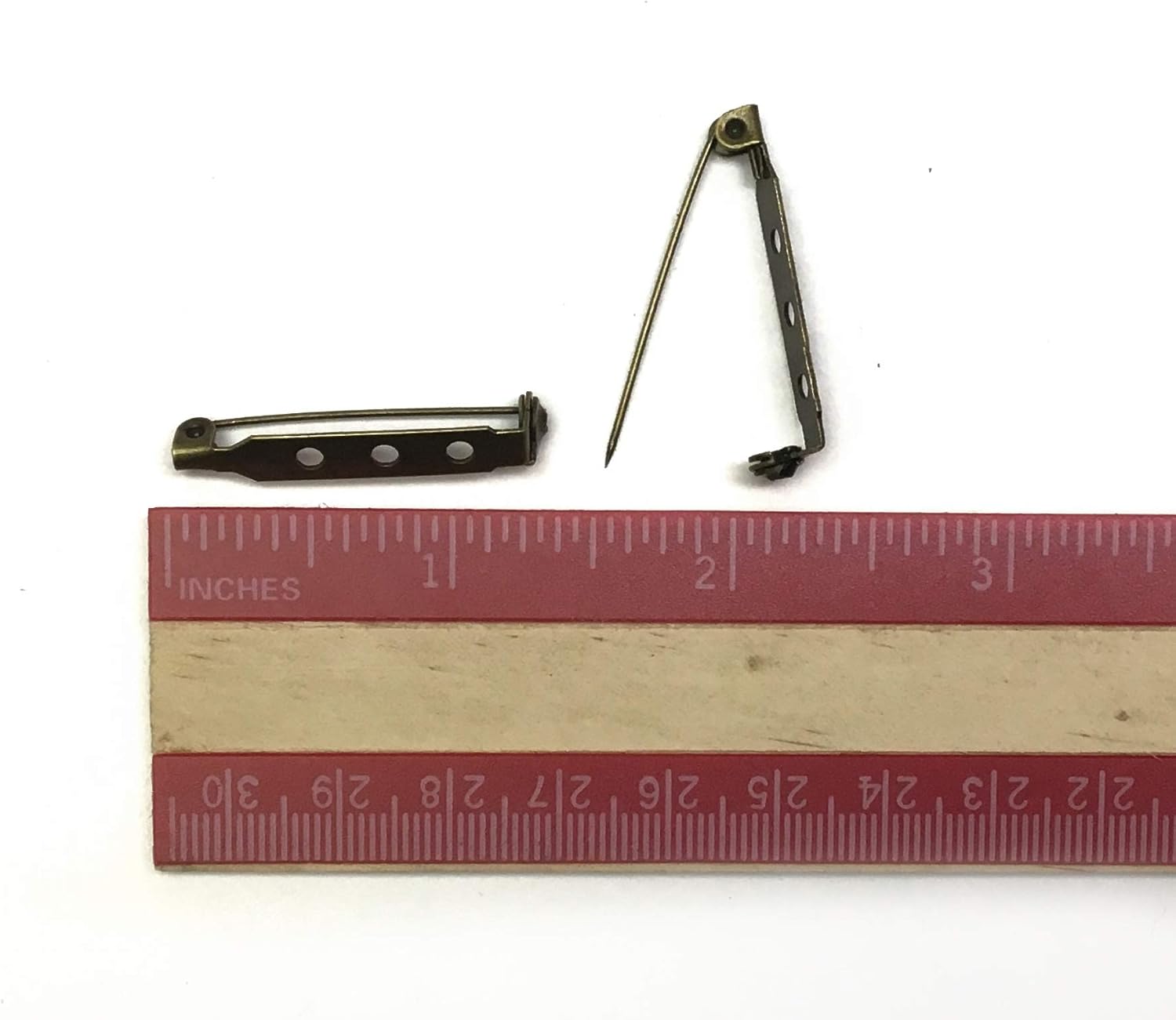 Pin Back Clasp Brooch Findings for Badge Insignia, Citation Bars, Making Corsage, Name Tags, Toy Pins and Jewelry Making (Antique Bronze 30mm-100pcs)