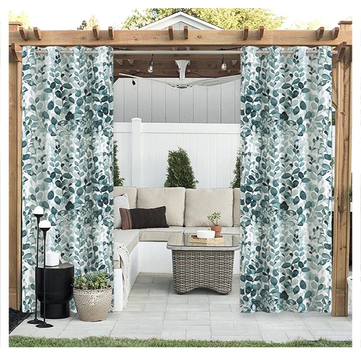 Outdoor Zasłony ogrodowe Patio Gazebo izolująca termicznie zasłona zaciemniająca 2 panele zewnętrzne na taras ochrona przed promieniowaniem UV z oczkami zielony-200×270 cm