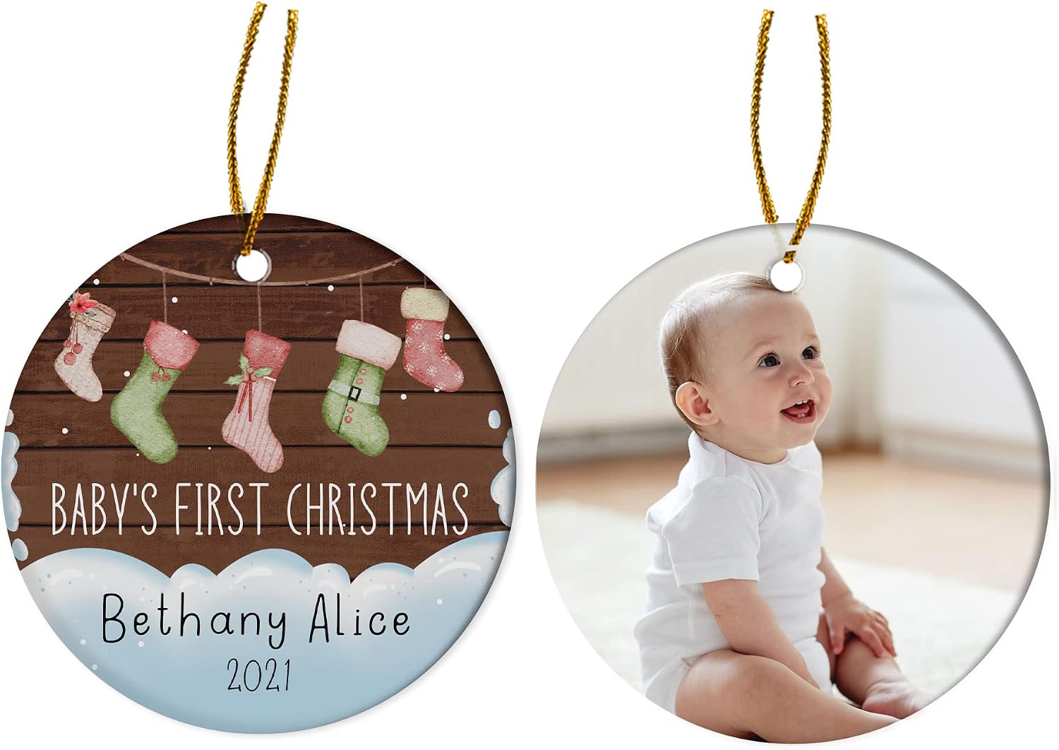 Personalized Baby's First Christmas 2022 Ornament, Custom Photo Ornament, Christmas Decorations, Customized Name, Keepsake for NewBorn Baby, Custom Baby Name, Xmas Tree Ornaments Hanging