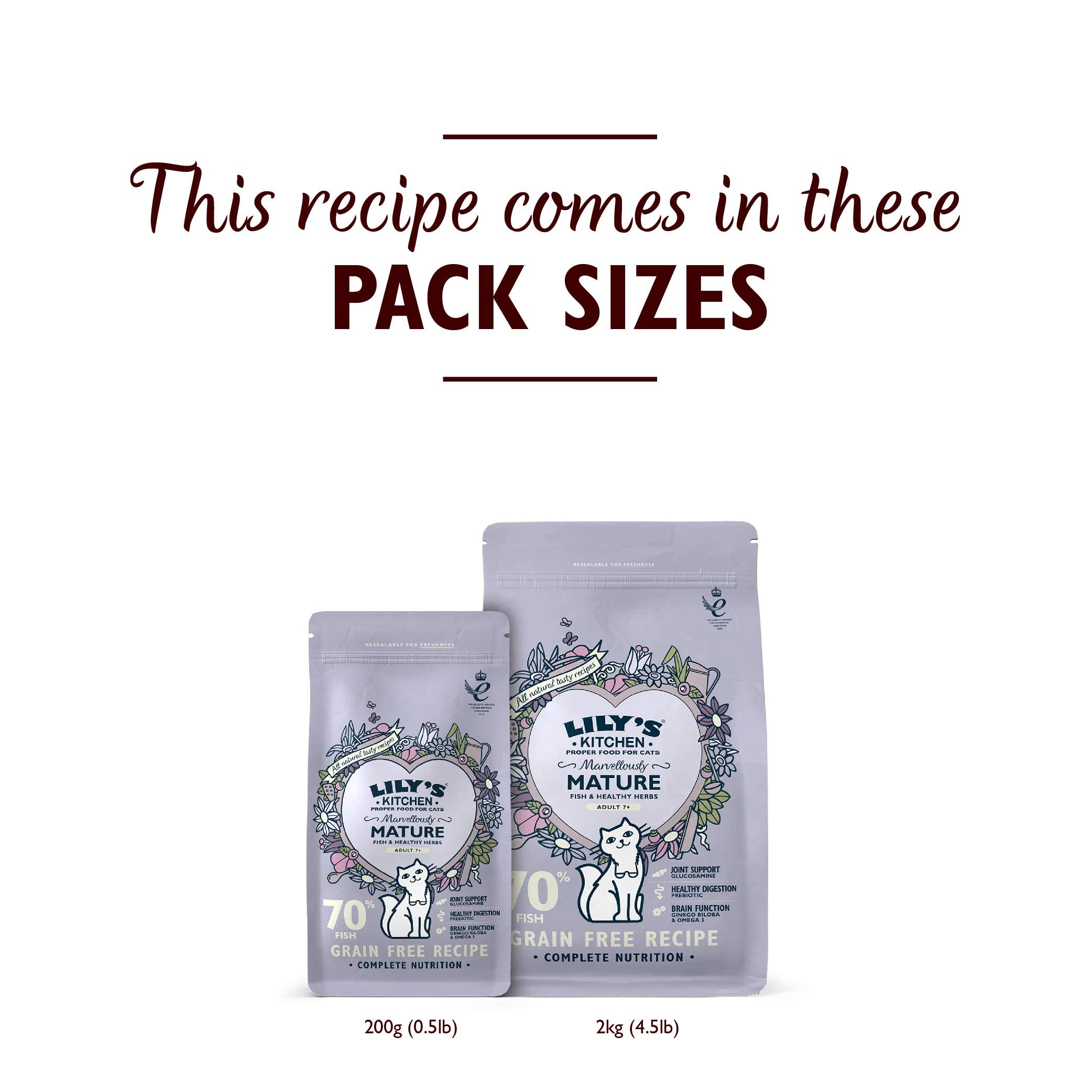 Lily's Kitchen Elaborado con ingredientes naturales alimento seco para gatos mayores pescado blanco con pavo y trucha receta sin cereales 4 x 800g
