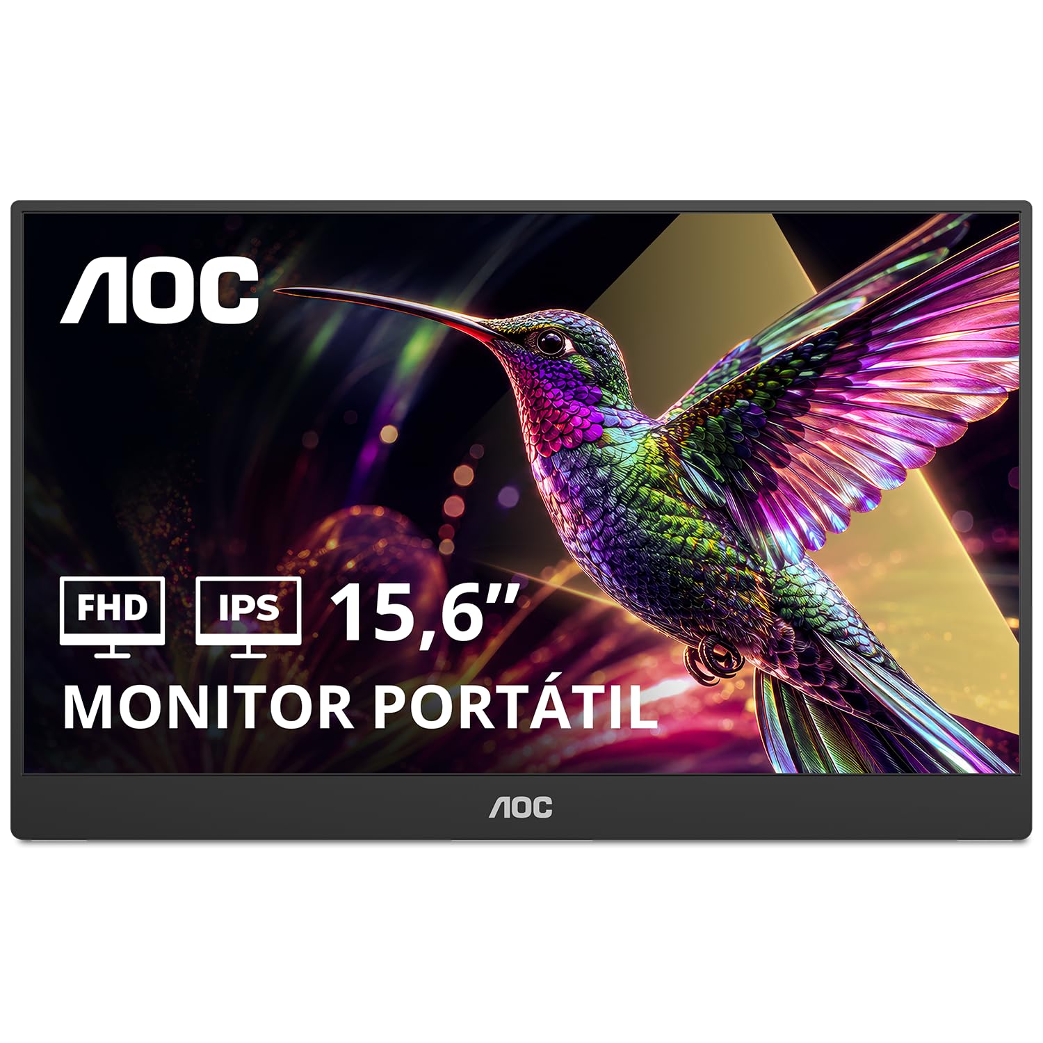 AOC Monitor 16T20E2 16 pollici 1920x1080, FHD, 60Hz, IPS Panel, 5ms GtG, USB Hub Speakers, (HDMI1x Mini HDMI) Nero
