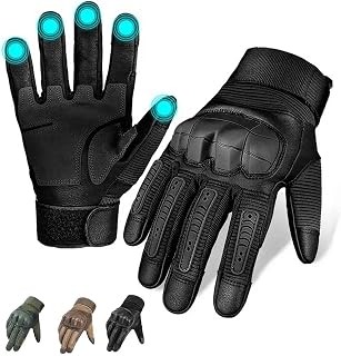 Tactical Gloves, Touchscreen Motorcycle Glove with Hard Shell & Palm Padding, High Performance Anti-Slip Grip Safety Glove, Adjustable Band, for Sports Hiking Camping Climbing Riding