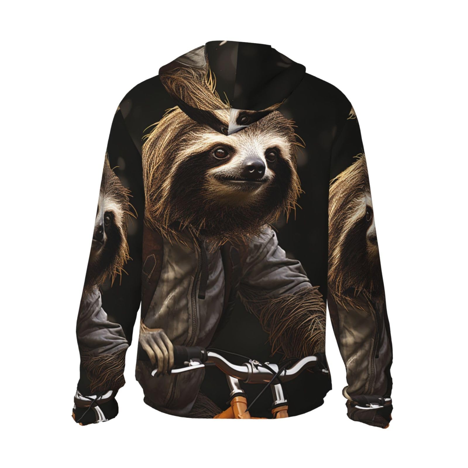 UPF 50+ Full Zip Cycling Sloth Sun Protection Hoodie Jacket Long Sleeve with Pocket Sun Shirt Black