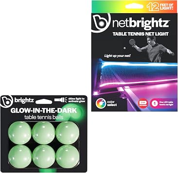 Brightz Glow in the Dark Ping Pong Balls & Net Light Set
