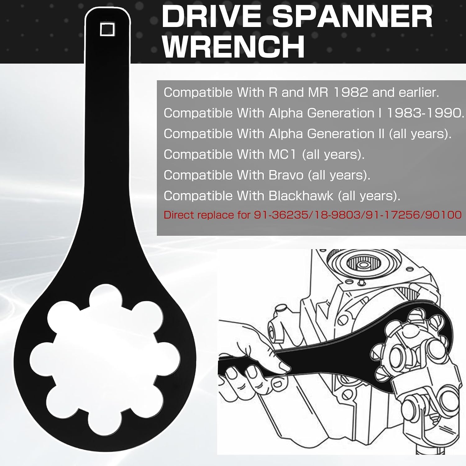 Bearing Retainer Spanner Wrench and Carrier Retainer Nut Wrench Tool Compatible with Mercruiser Alpha 1 Gne2 Bravo 1 Replace 90100 91-61069