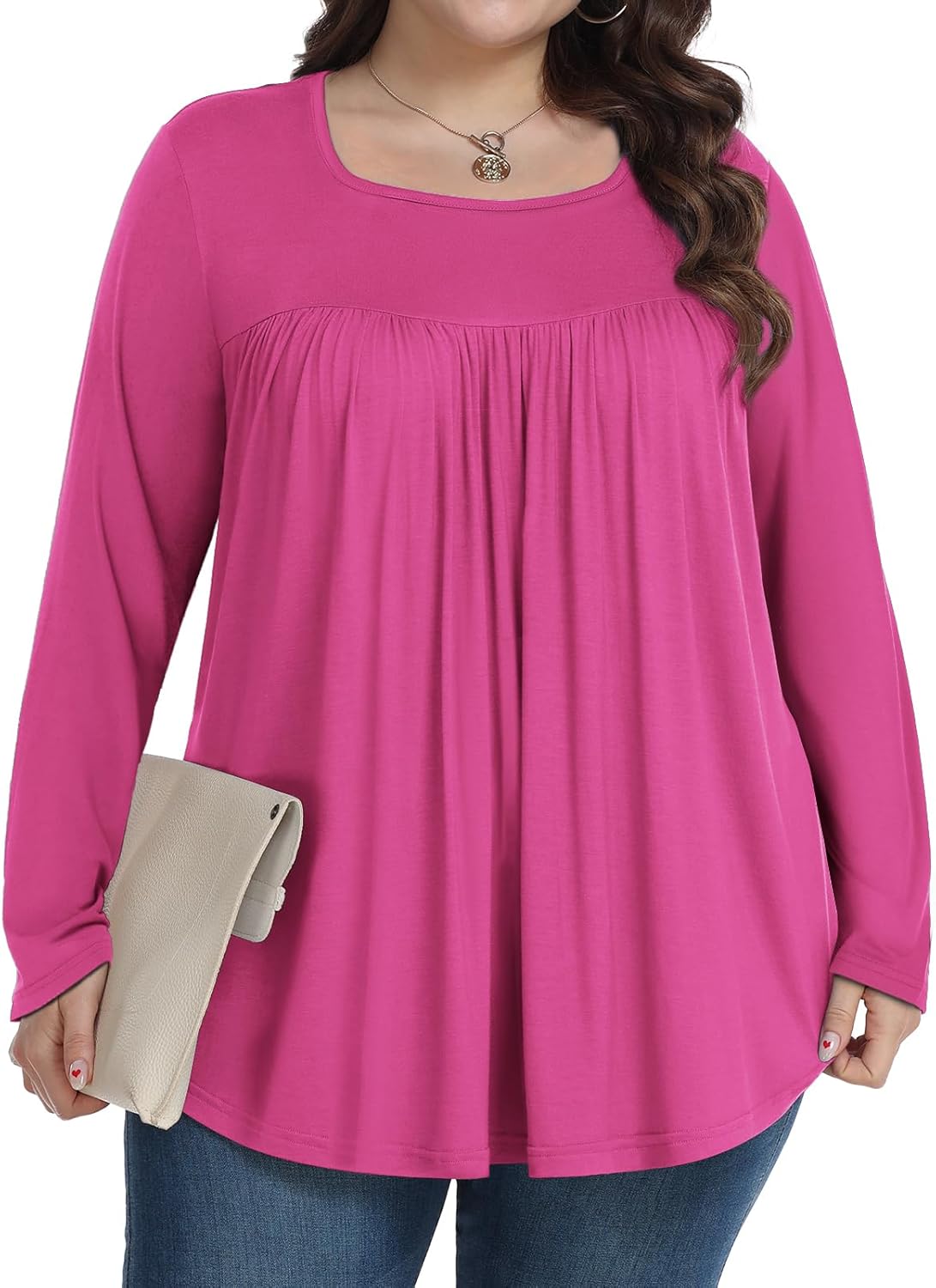 Womens Plus Size Tops Long Sleeve Shirts 2025 Fall Tunic Blouses 1X-5X - Image 3