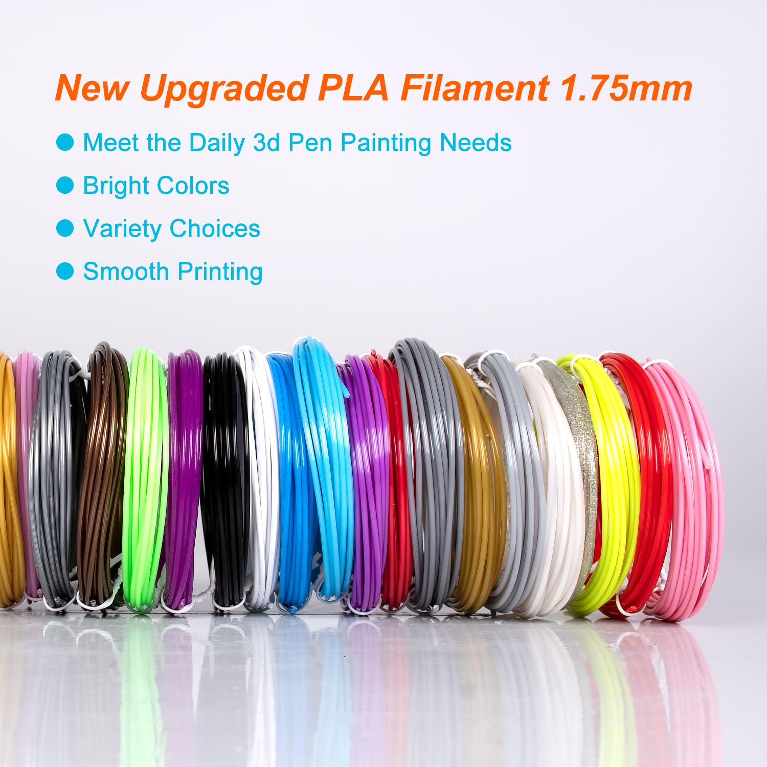 Kretrum 28 Farben 3D Stift Filament PLA 1.75mm 3D Druck Stift Filament Kompatibel mit MYNT3D SCRIB3D 3D Stift jede Farbe 3M Insgesamt 276 Fuß Enthält