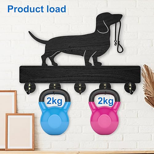 Miniatura 4 de MAYJOYDIY Perchero de madera para colgar en la pared de perro de 11.8 x 8 pulgadas, ganchos para llaves de animales de mascotas, con 5 ganchos de
