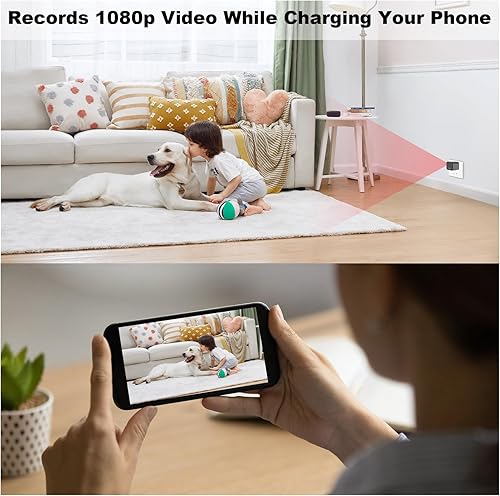 Miniatura 5 de Cargador de cámara 1080P con WiFi de 2.4 GHz5 GHz, mini cámara inalámbrica para niñera de mascotas, monitoreo en tiempo real, cámara de niñera