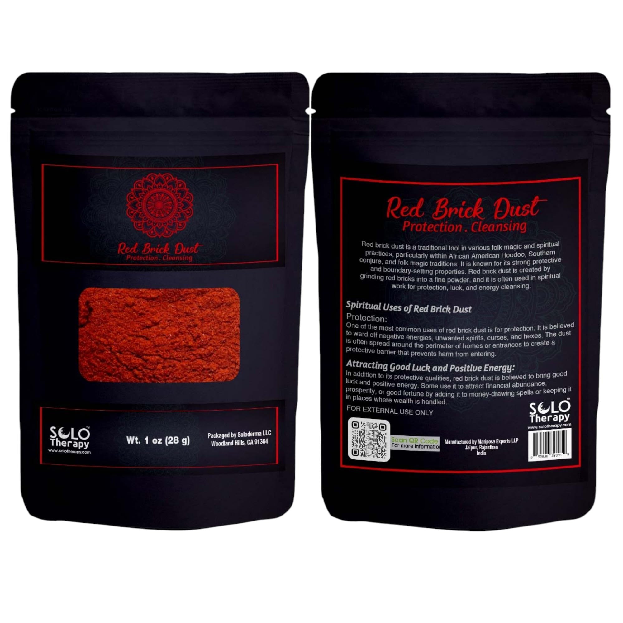 Solo Therapy Red Brick Dust, 28 grams, Red Brick for Protection, Cleansing, Keep Away your Home from Negative Energies