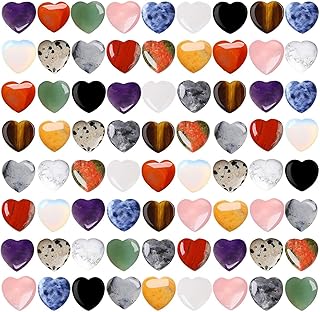 32pcs Heart Shaped Worry Stones Colorful Gemstone Crystals for Anxiety Relief, Meditation, Valentines Day Gifts, Christmas Stocking Stuffers, DIY Jewelry Making (Random Styles)