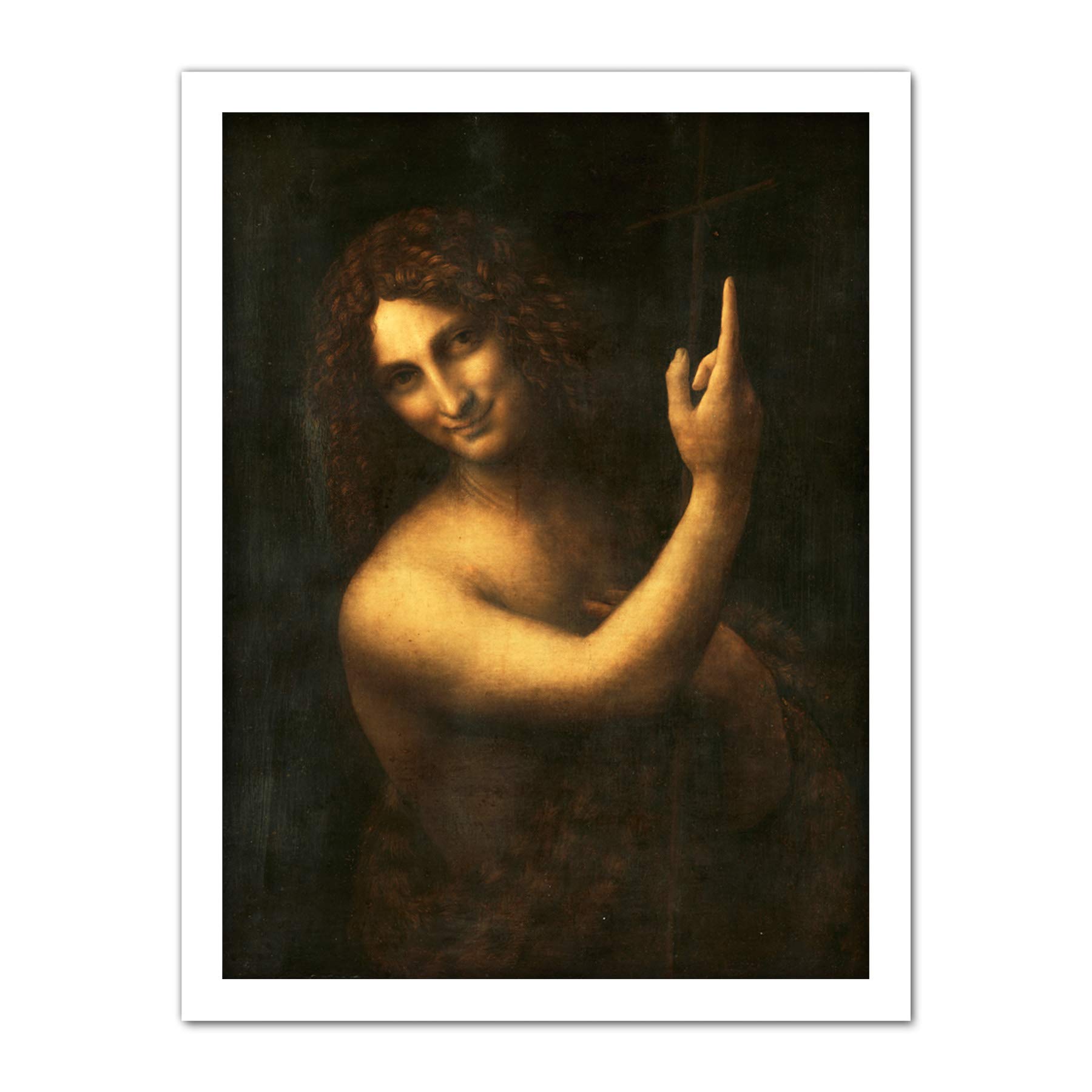 Artery8 Leonardo Da Vinci Saint John The Baptist Panting Artwork Framed Wall Art Print 18X24 Inch