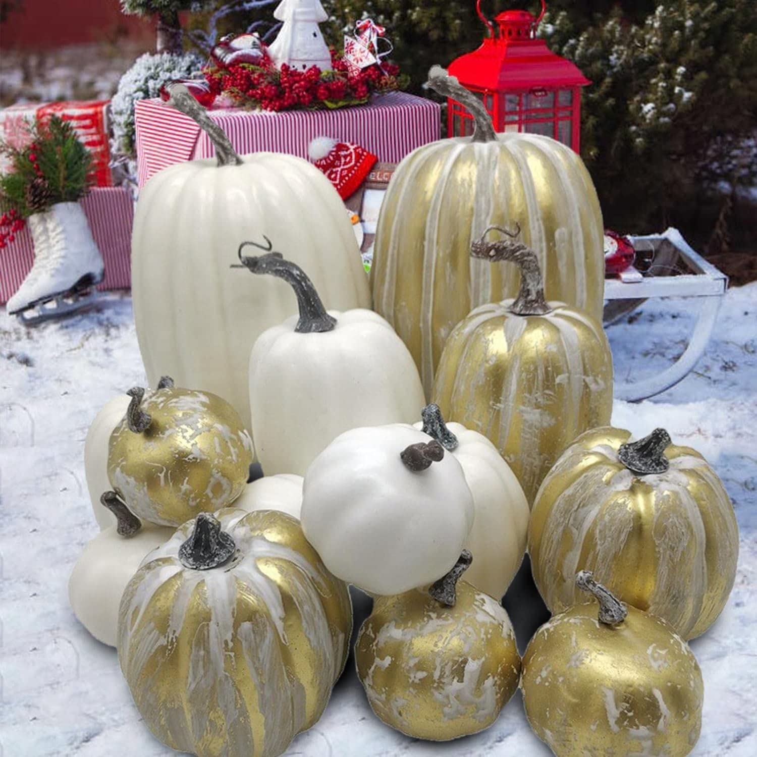 14 pezzi zucche artificiali in schiuma di zucca decorazione fatta a mano per il giorno del Ringraziamento decorazione autunnale