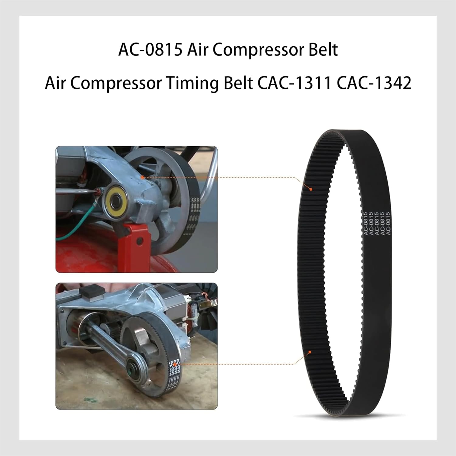 3 Pack AC-0815 Air Compressor Belt, Fits Models CF2600, D55141, CP503, Replaces CAC-1311, CAC-1342, for Craftsman, PORTER CABLE, DEWALT, Black & Decker, Delta, Bostitch