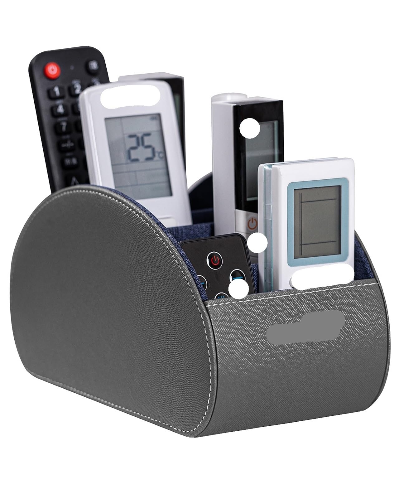 WUYXTO TV Remote Control Holder Organizer Box With Compartment Leather Multi-functional Office Desk Storage Caddy Supplies For Desktop(Grey)
