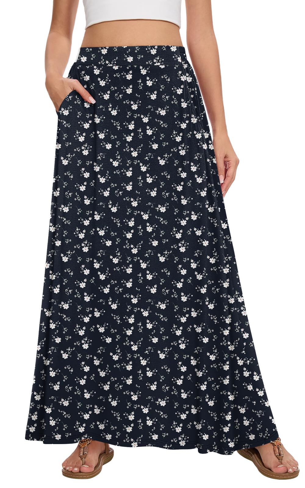 Womens Maxi Skirt Long Flowy Summer A-Line High Waist Skirts