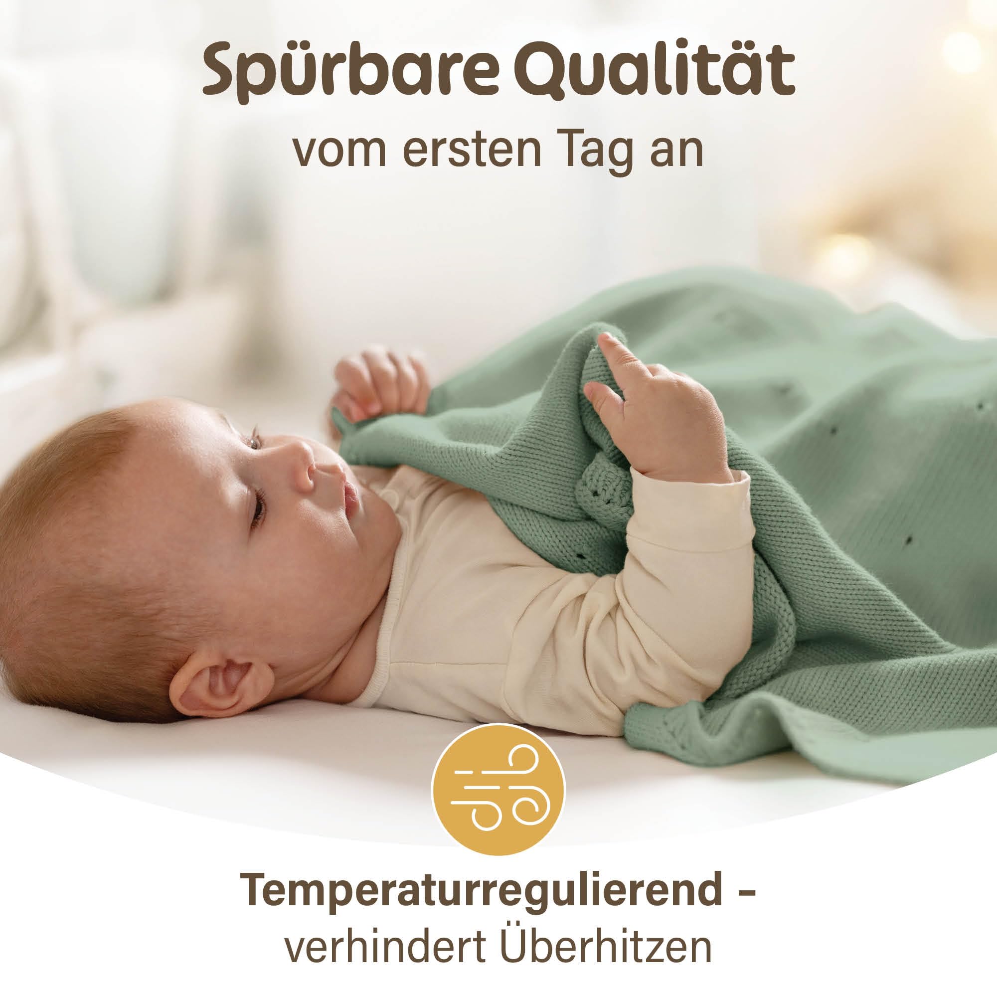 Merle Toys Manta para bebé de algodón 100% orgánico, con certificación GOTS & Oeko-Tex, manta para recién nacidos, manta para bebé, manta de algodón orgánico, color verde