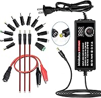 Minidodoca 72W Adjustable Power Supply 3V-24V Universal AC/DC Adapter LED Display 16 Tips 3A Max for Routers Cameras LED Lights