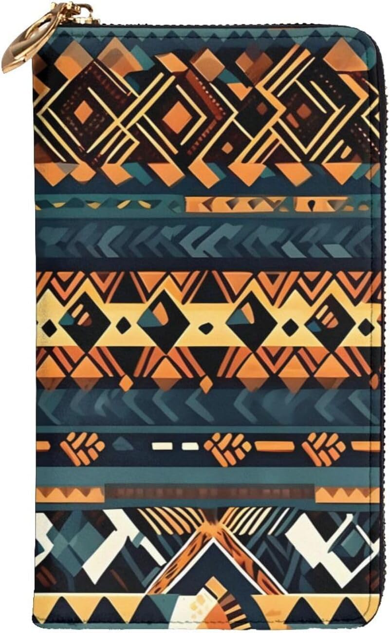 African Tribal Ethnic Texture Women's wallet, clutch wallet, with zipper, large capacity.
