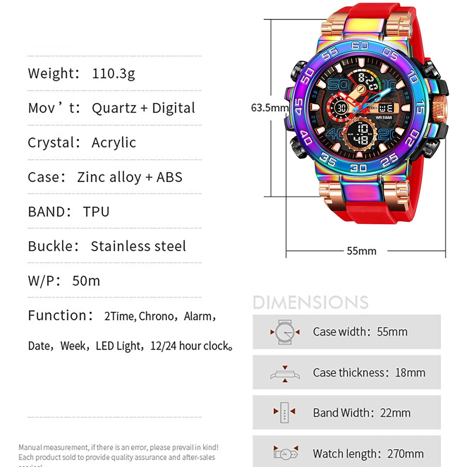 findtime Relojes deportivos para hombre, color naranja, para hombre, diseño de color, esfera grande, militar, con alarma de fecha, semana, LED, cronómetro, resistente al agua