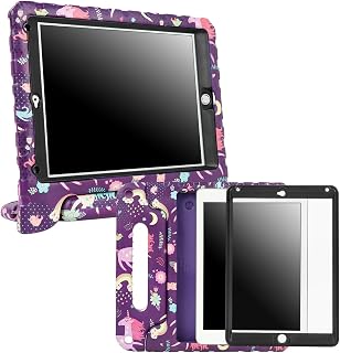 HDE Case for iPad 9.7-inch 2018/2017 Kids Shockproof Bumper Hard Cover Handle Stand with Built in Screen Protector for New Apple Education iPad 9.7 Inch (6th Gen) / 5th Generation iPad 9.7