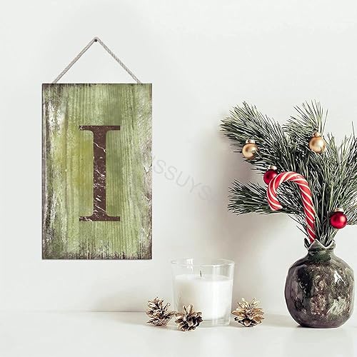 Vista 159 de Letrero colgante de madera con letra J, letrero de madera para decoración del hogar, 26 letras del alfabeto de metal, placa de madera, decoración