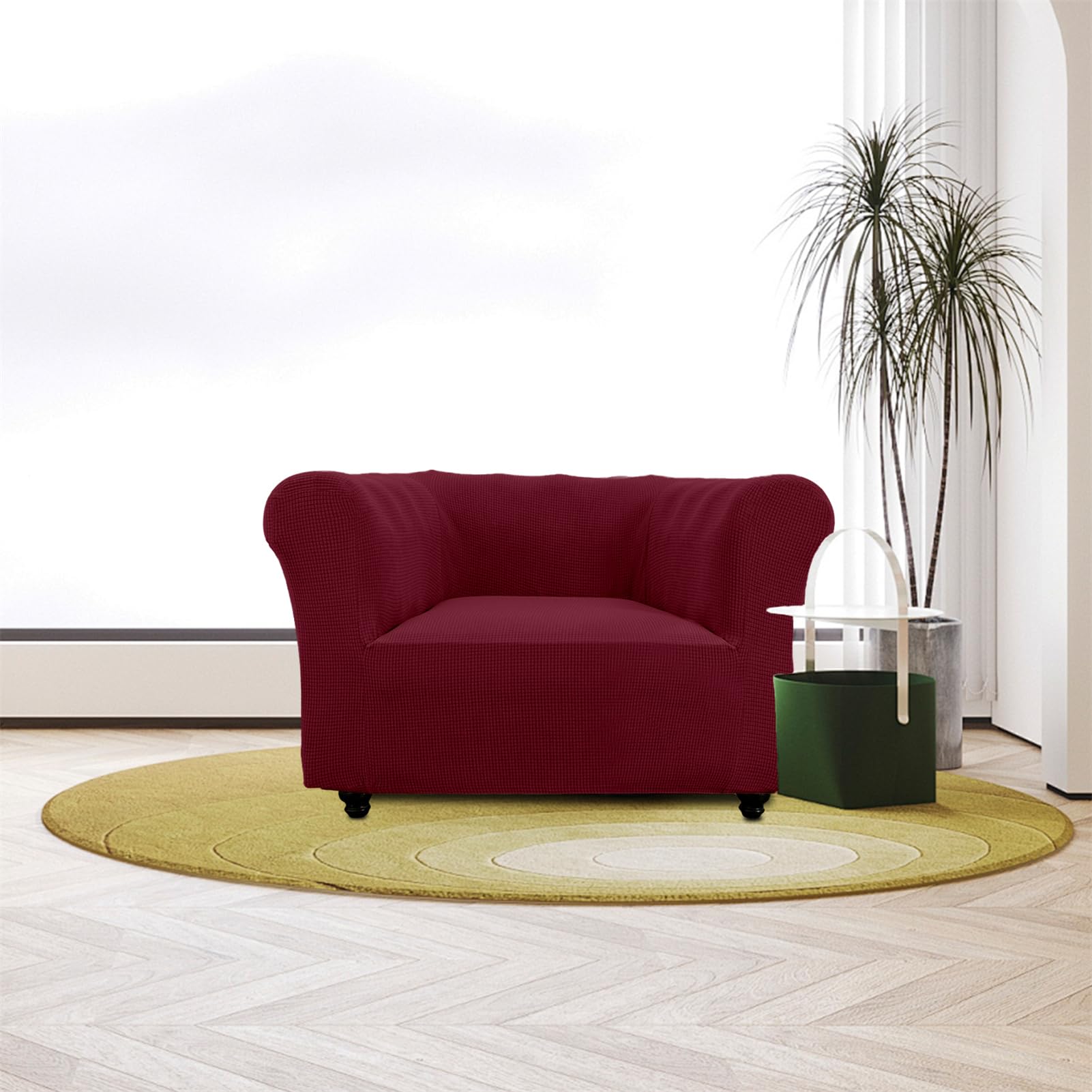 Copridivano elasticizzato in jacquard Chesterfield, antiscivolo