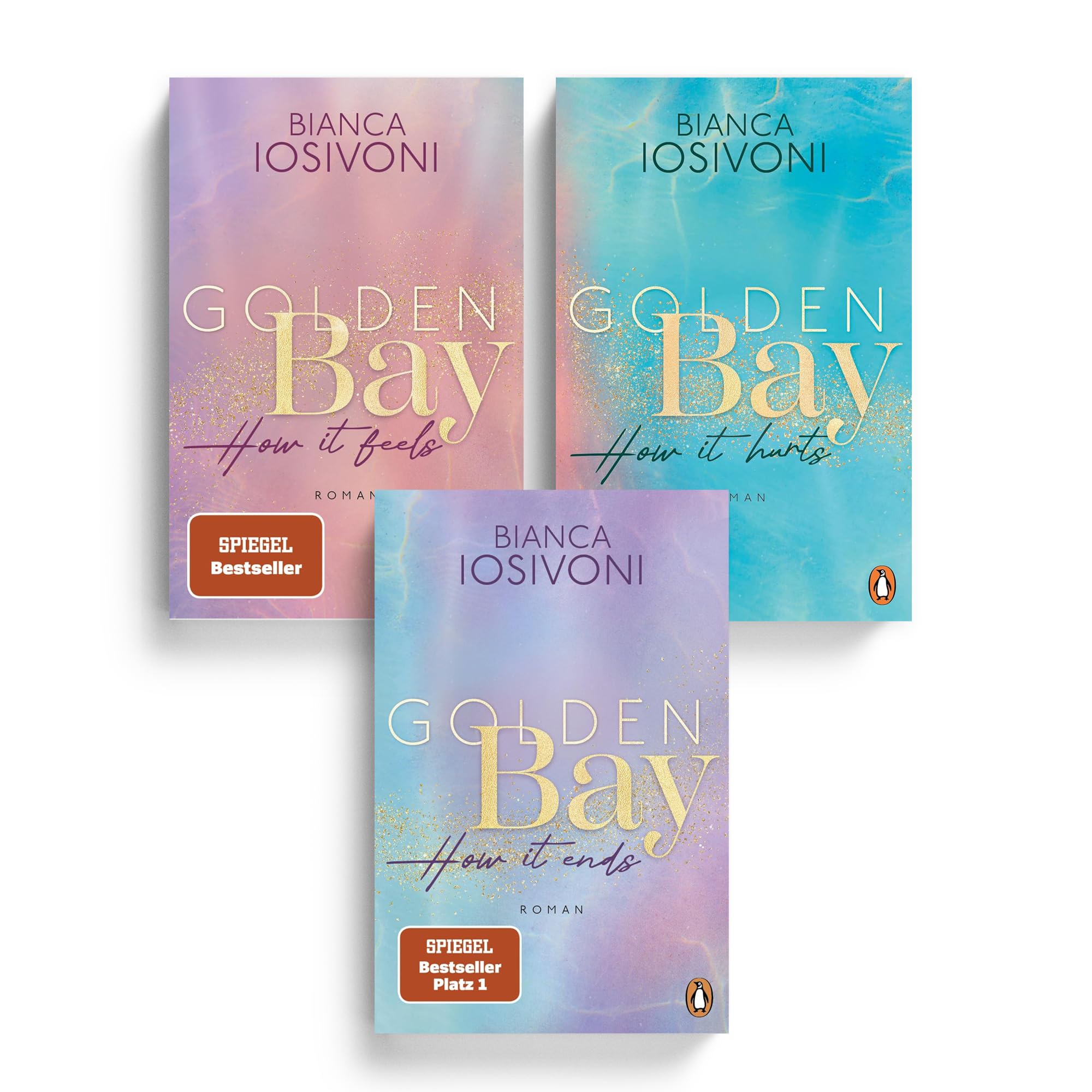 Golden Bay Reihe von Bianca Iosivoni (How it feels, How it hurts, How it ends) – New Adult Liebesroman Set Golden Bay Band 1-3 – inkl. exklusivem Lesezeichen – romantische Buchreihe im Taschenbuch-Set