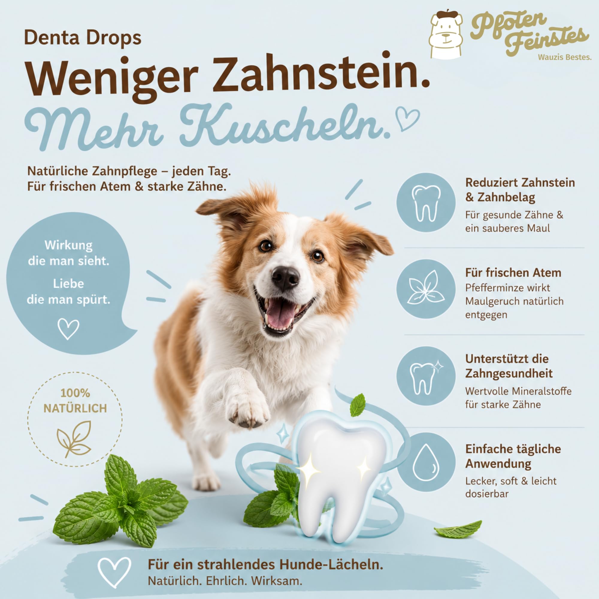 Vitaldrops pour chiens - Denta - Complément alimentaire pour dents et haleine fraîche