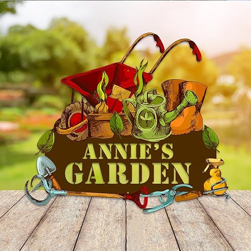 Miniatura 6 de Letreros de jardín, letreros de metal personalizados para jardín, letrero de jardín para personalizar, arte de pared con nombre personalizado para