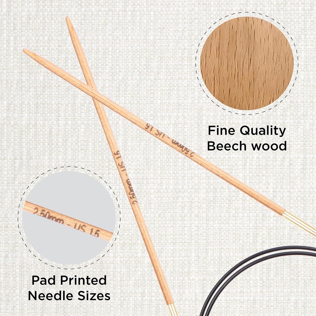 KnitPro Basix Beech Fixed Circular Needles 16