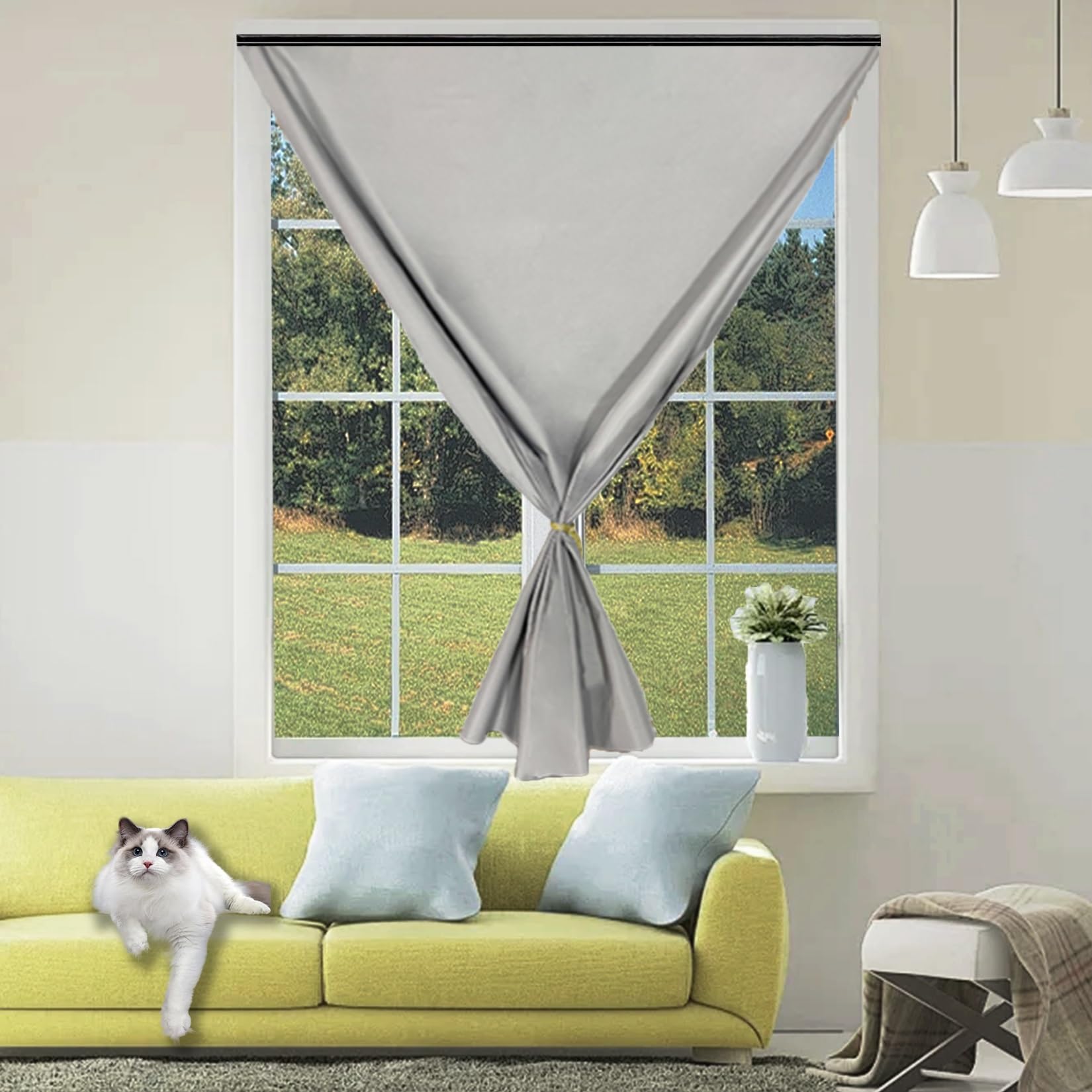 Roleta Zaciemniająca Na Okno 195 x 175 cm, Zaciemnienie, Termiczne, Przenośny Lekki, Materiał Regulowany Materiał Zaciemniający Tymczasowe, Z Na Rzepy Na Podróż, Szary A