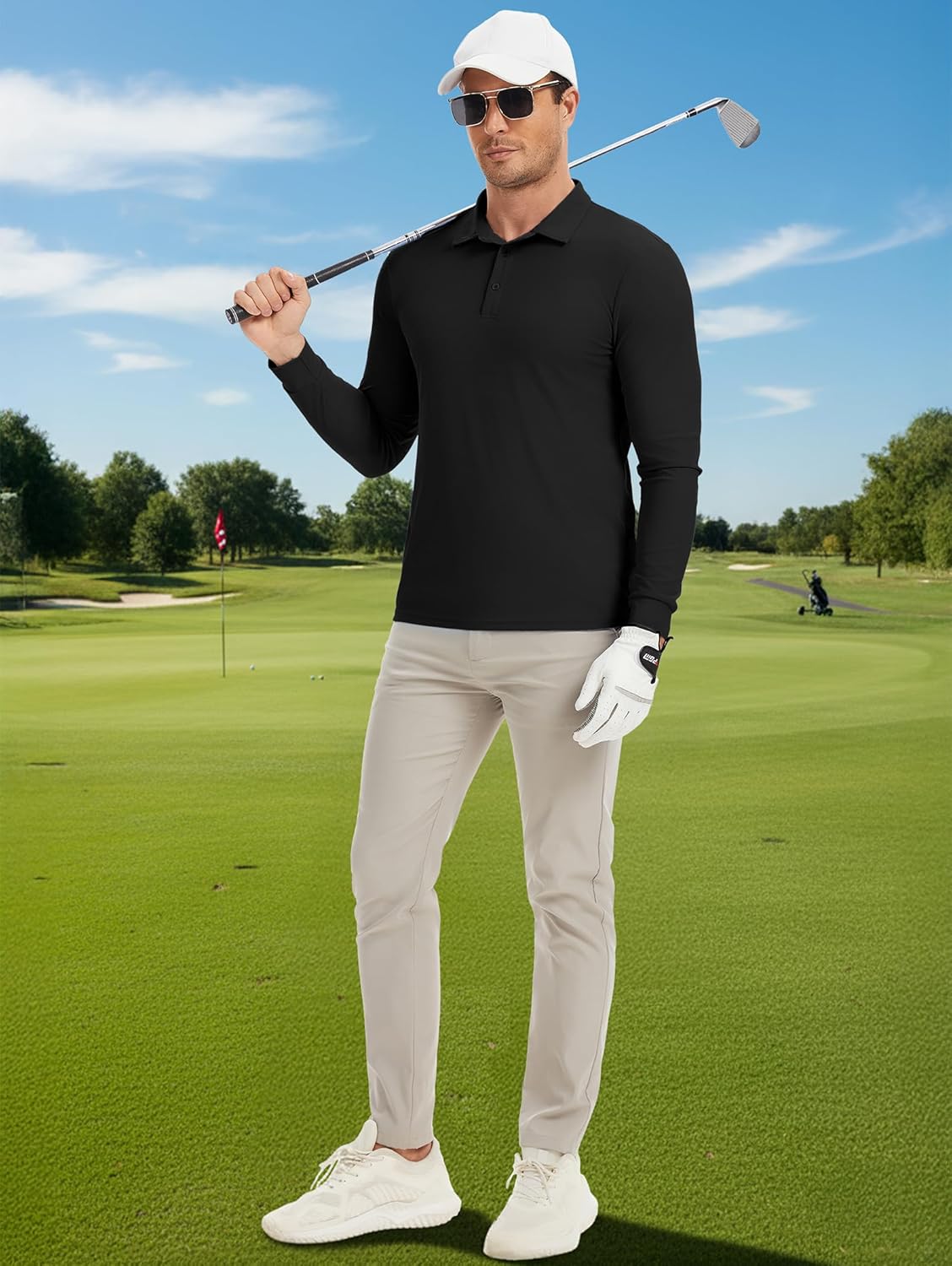 PEGENO Mens Polo Shirts Lightweight Long Sleeve UPF 50+ Collared Quick Dry Golf Shirts Suitable for Work Hiking and Fishing - Image 5