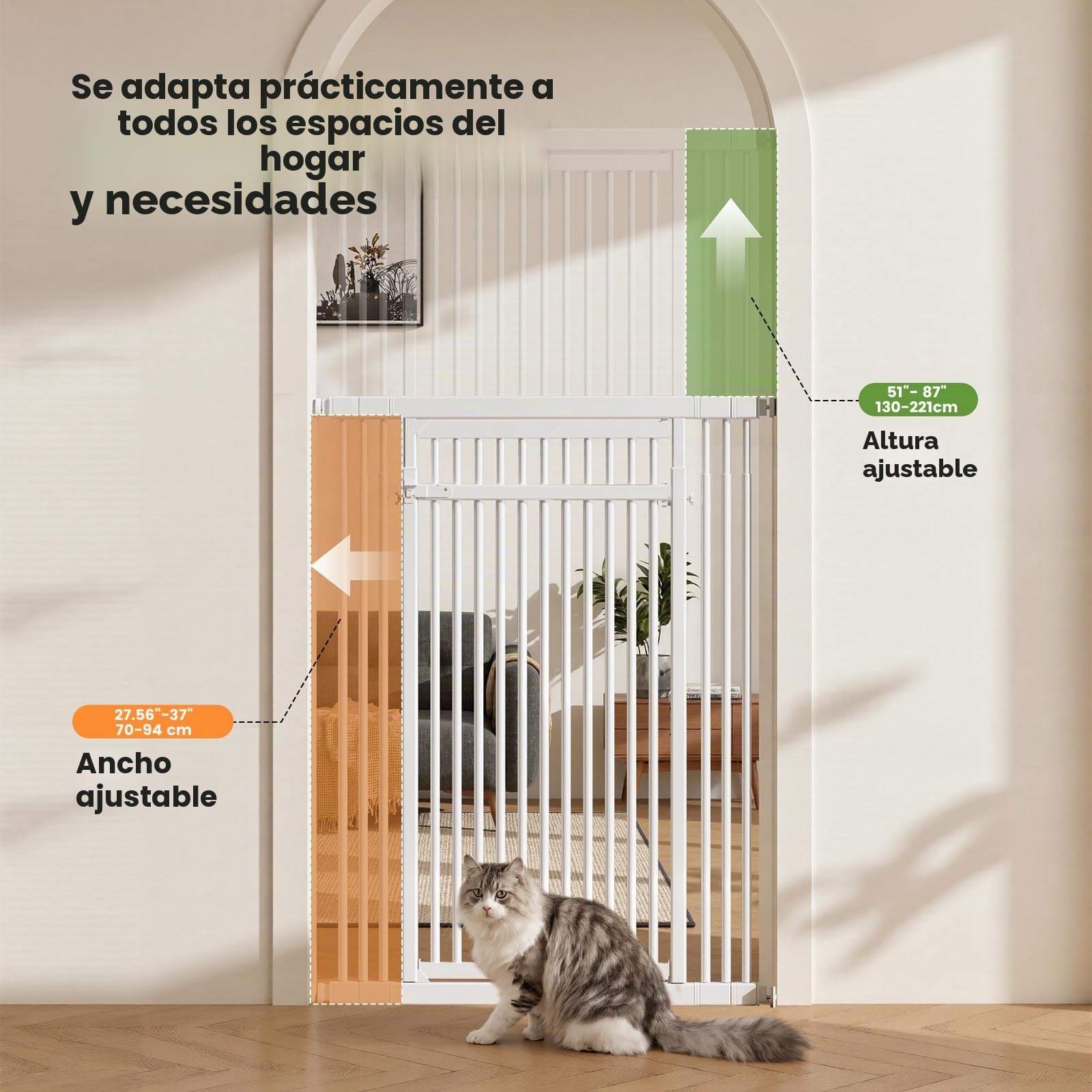 Gardner Pet Puerta Extra Alta para Gatos y Perros,Altura:130-220cm-Blanco