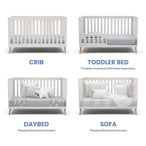 Miniatura 4 de Delta Children Essex 4-in-1 Convertible Baby Crib, Bianca White with Natural Legs