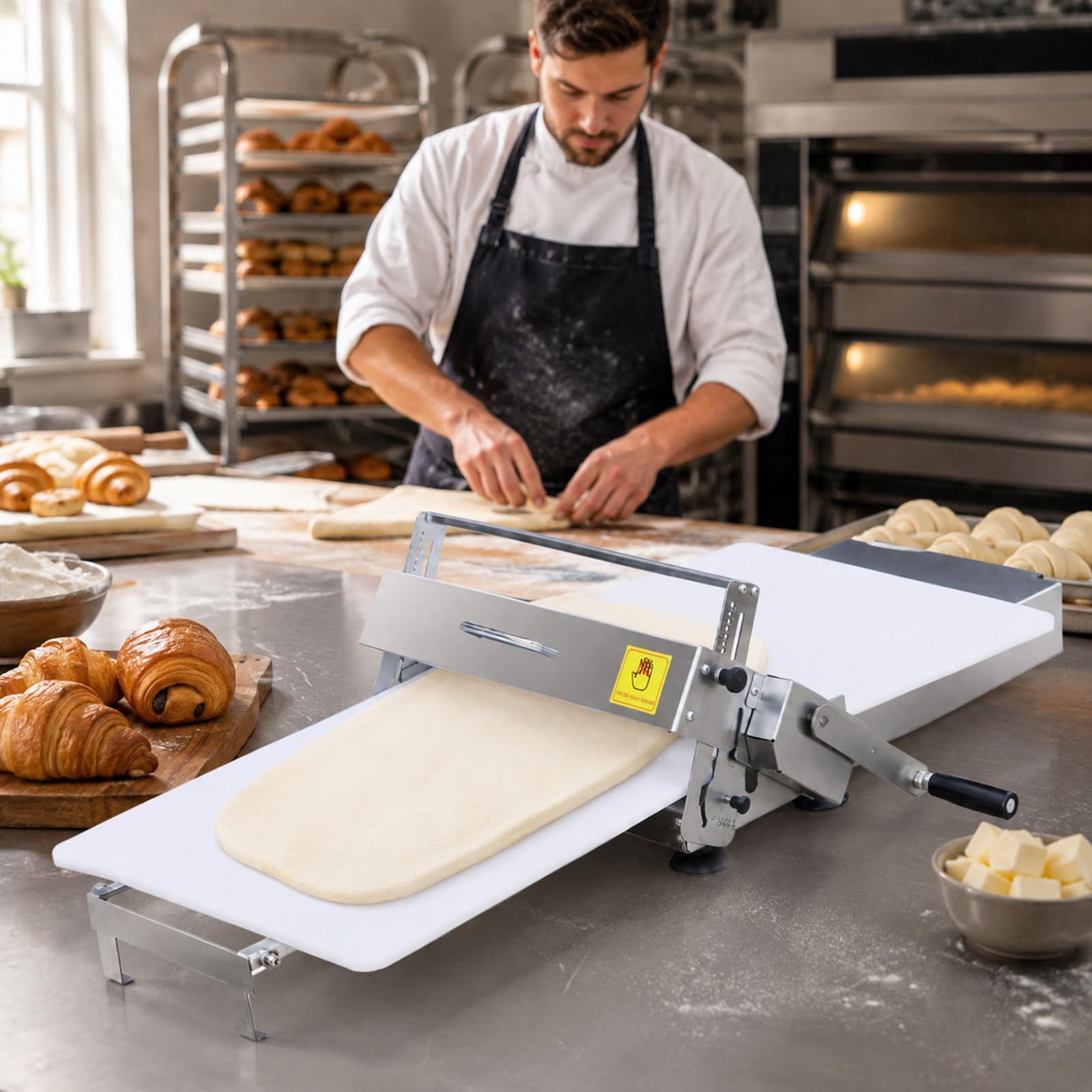 MASTLOUFUL Manual Dough Sheeter, Foldable Worktop Pastry Roller for Croissants and Puff Pastry Prep