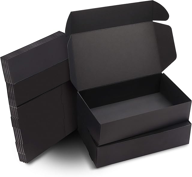 Kurtzy Black Kraft Gift Boxes (20 Pack) - Box Measures 19 x 11 x 4.5cm (7.48 x 4.33 x 1.77 inches) - Easy Assemble Rectangle Presentation Favour Present Box - Parties, Birthdays, Weddings, Holidays