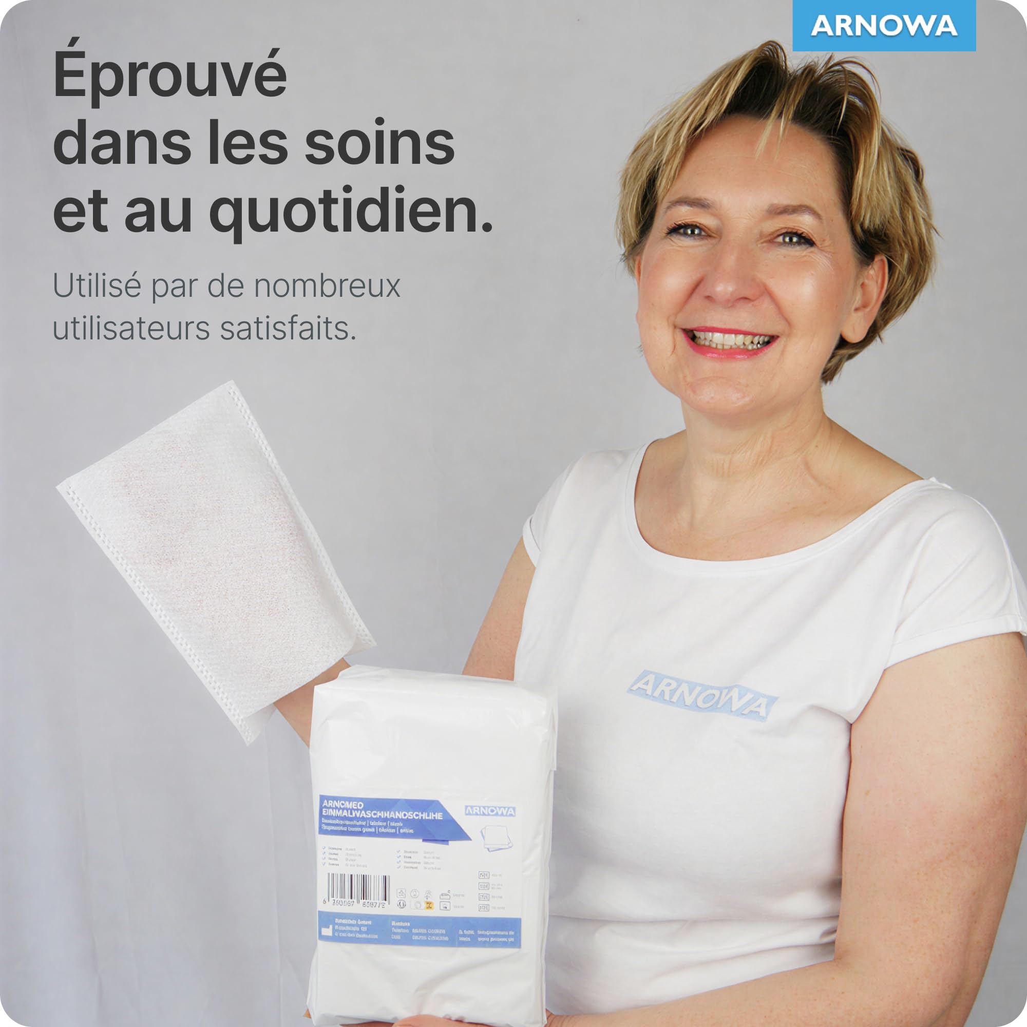 50x ARNOMED® Gant de Toilette Jetable en Molleton Hydrofuge, Gants de Toilette Jetable pour Adultes & Bébés, Gant de Toilettes Jetable Doux & Souple, Gant de Toilette Jetable Usage Unique