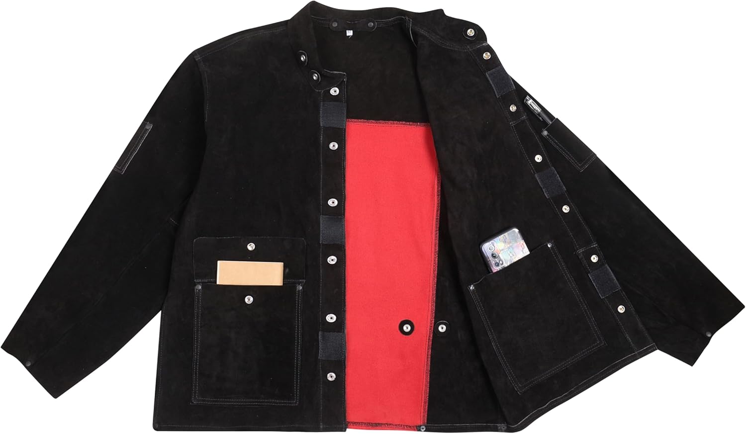 ONETIAN Leather Welding Jacket Black;Heavy Duty Safety Jacket;Heat and Flame Resistant - Image 6