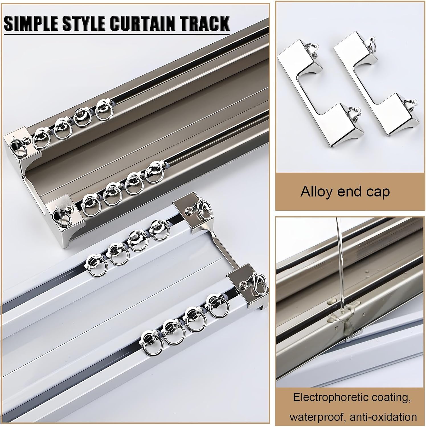 Double Ceiling Curtain Rod, Heavy-Duty Aluminum Room Divider for Living Room & Bedroom, 1.5m, Champagne Finish - Stylish & Durable Home Decor Solution